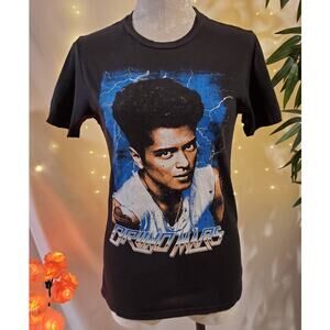 Bruno Mars Women's S Moonshine Jungle Tour Black Concert Short Sleeve T-Shirt